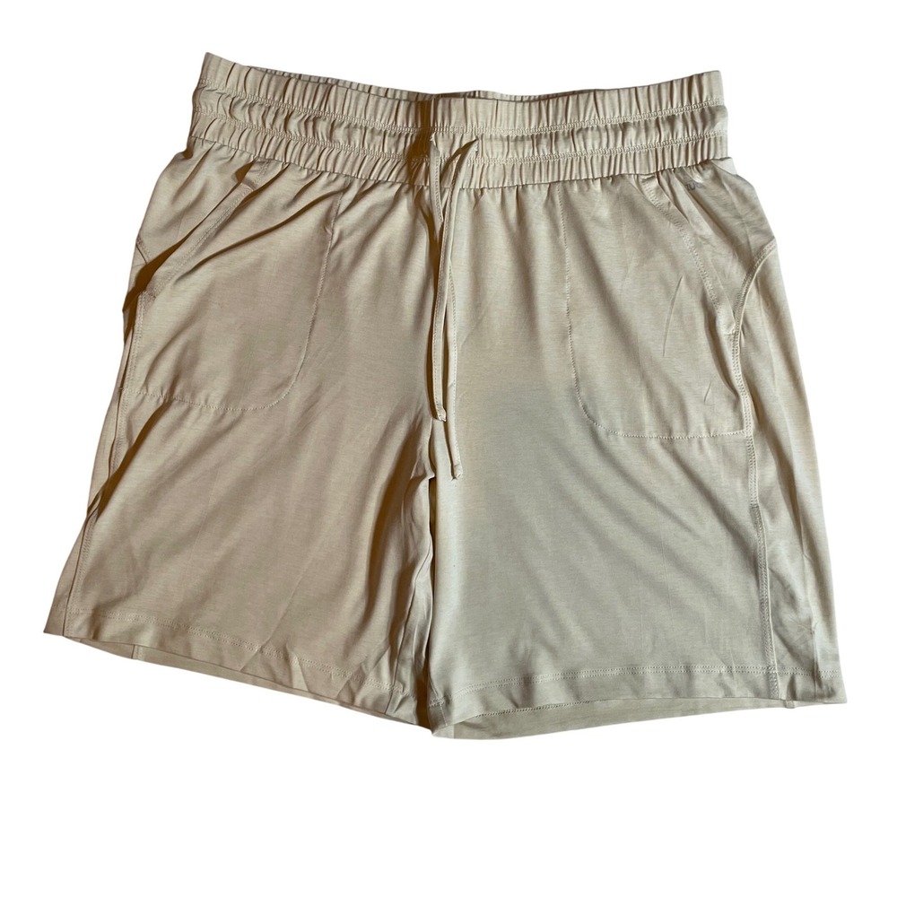 Zuda Z-Eco Womens Active Shorts Beige Cream MP Petite Athleisure Buttery Soft
